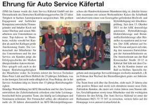 Ehrung für Auto Service Käfertal